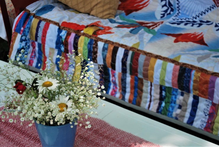 Mexican floral embroidered blanket